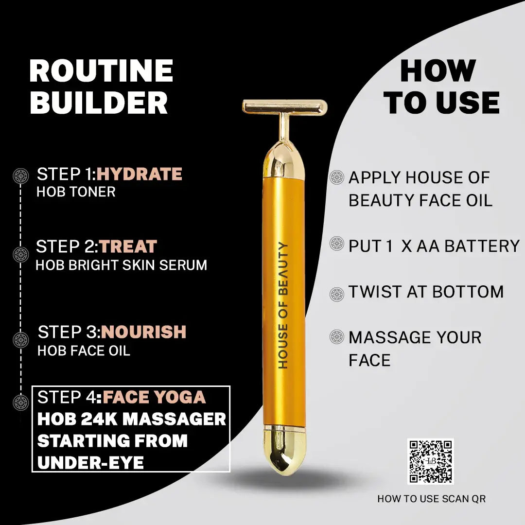 24K Gold Energy Beauty Bar Electric Facial Massage Roller